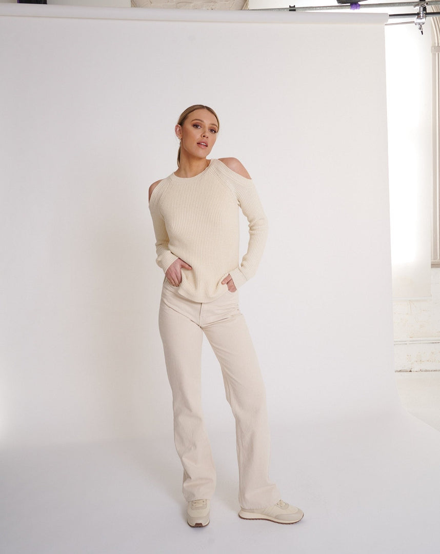 Sofia Cold Shoulder Knit  Bone