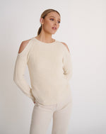 Load image into Gallery viewer, Sofia Cold Shoulder Knit  Bone
