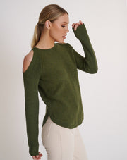 Sofia Cold Shoulder Knit  Fern