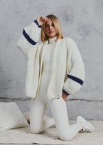 Load image into Gallery viewer, Amelia Chunky Knit Cardigan Bone &amp; Navy
