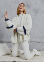 Load image into Gallery viewer, Amelia Chunky Knit Cardigan Bone &amp; Navy

